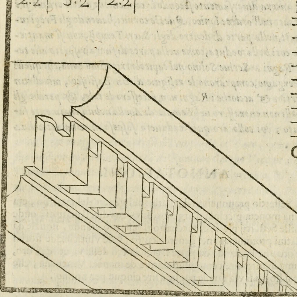 An illustration from Della architettura di Gioseffe Viola Zanini, padovano pittore et architetto, libri due : ne' quali con nuoua simmetria & facoltà si mostrano le giuste regole de i cinque ordini di detta architettura, & osseruationi de'più eccellenti architetti, che in quella habbiano dato ammaestramenti .., 1629, leaf 448