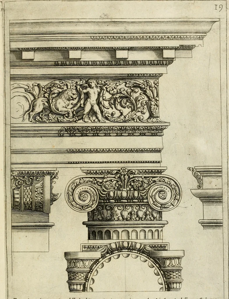 An illustration from Architettvra con diversi ornamenti cavati dall'antico, 1638, leaf 38
