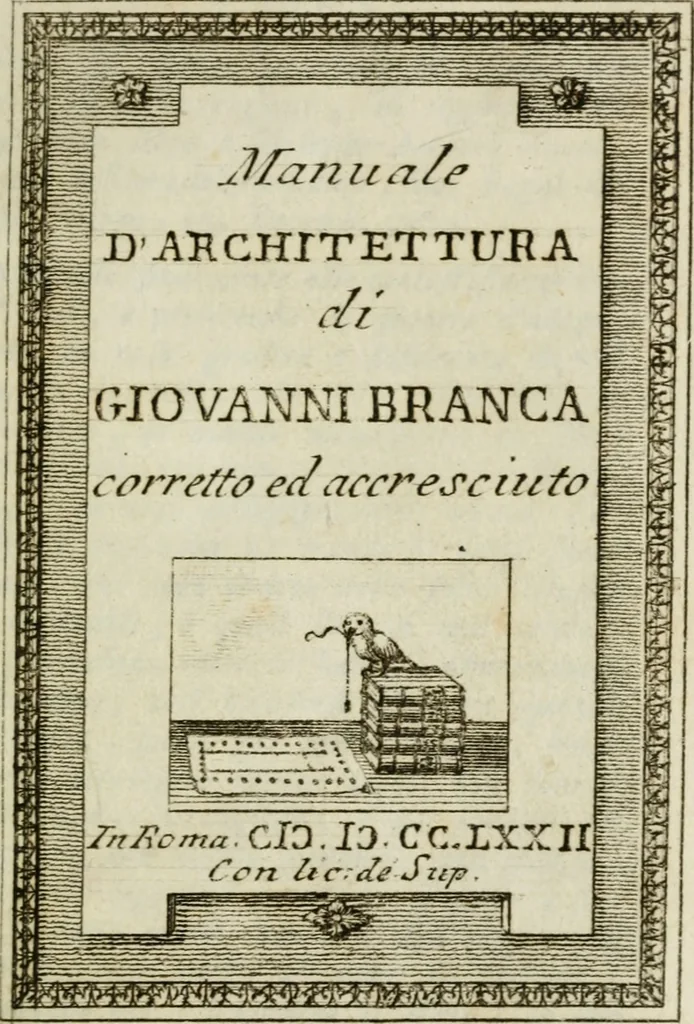 An illustration from Manuale d'architettura di Giovanni Branca, 1772, leaf 4