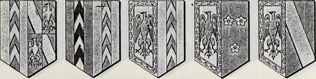 An illustration from Archives héraldiques suisses. Schweizer archiv für heraldik, 1887, leaf 158