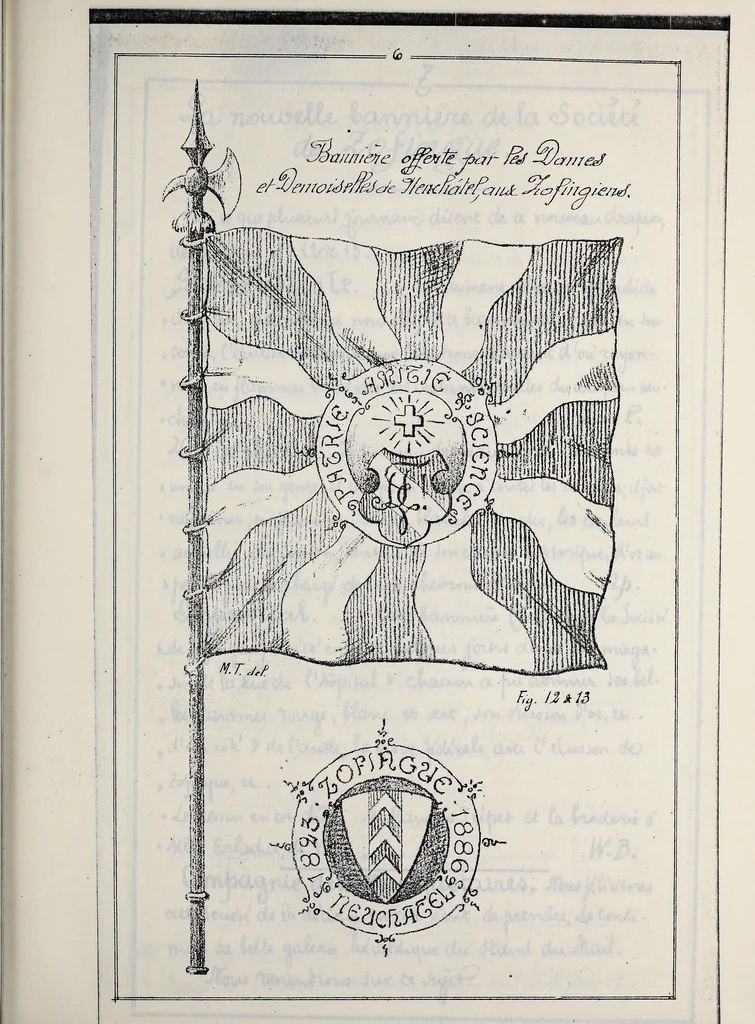 An illustration from Archives héraldiques suisses. Schweizer archiv für heraldik, 1887, leaf 20