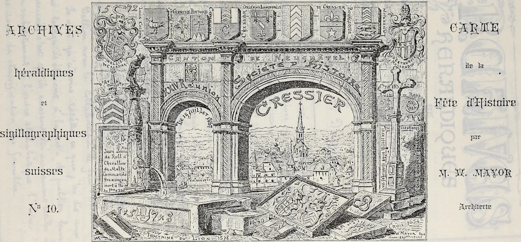 An illustration from Archives héraldiques suisses. Schweizer archiv für heraldik, 1887, leaf 216