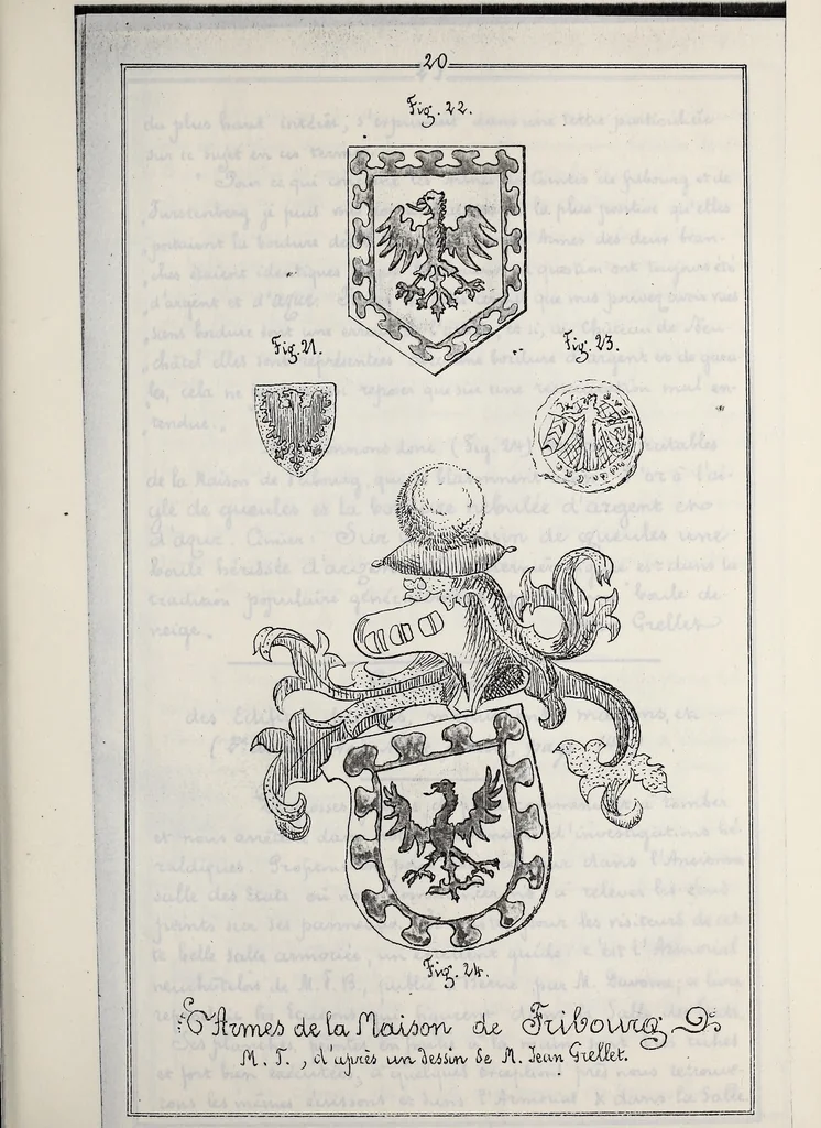 An illustration from Archives héraldiques suisses. Schweizer archiv für heraldik, 1887, leaf 48