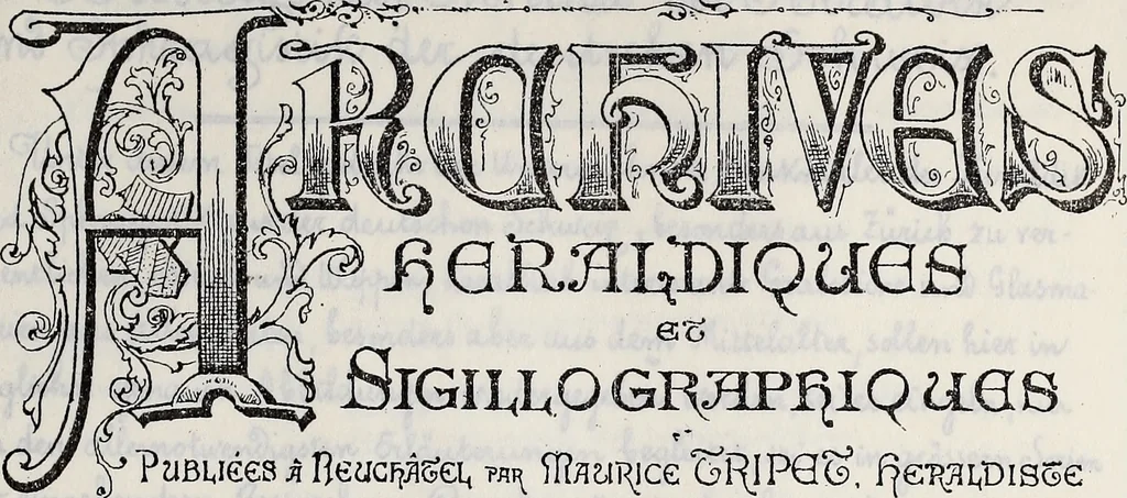 An illustration from Archives héraldiques suisses. Schweizer archiv für heraldik, 1887, leaf 58
