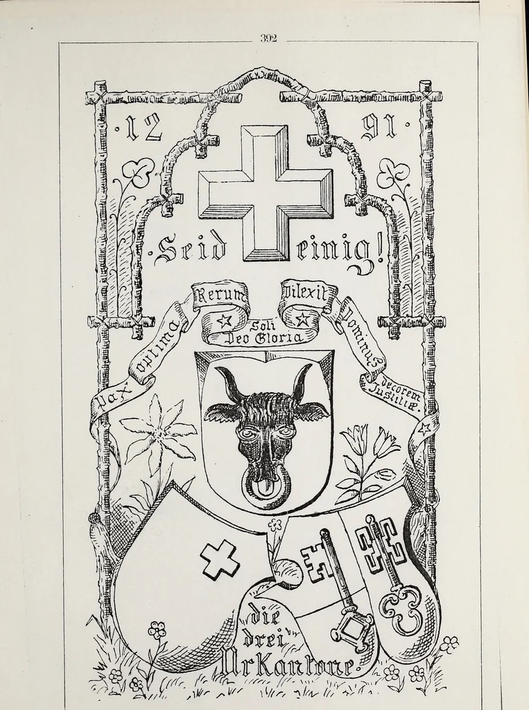 An illustration from Archives héraldiques suisses. Schweizer archiv für heraldik, 1890, leaf 204