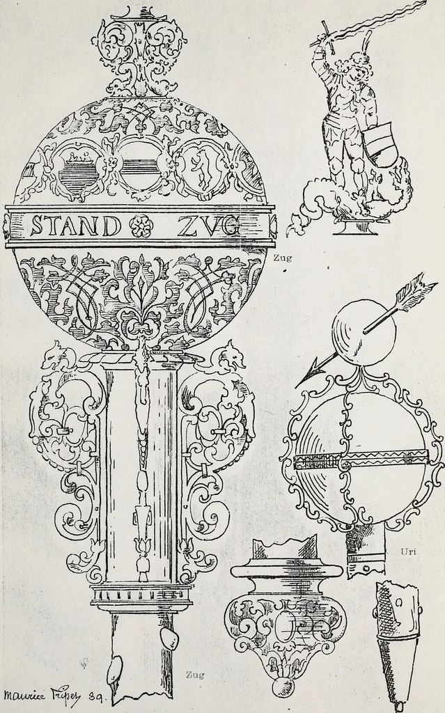 An illustration from Archives héraldiques suisses. Schweizer archiv für heraldik, 1890, leaf 46