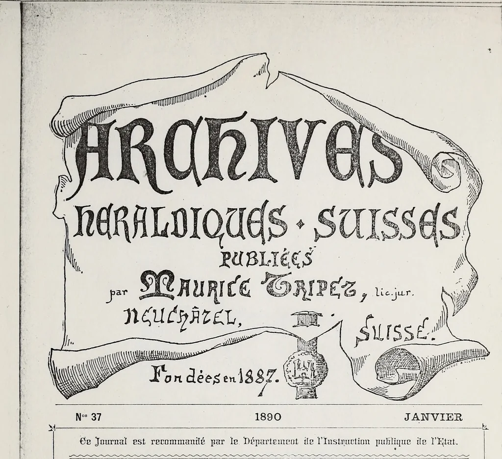An illustration from Archives héraldiques suisses. Schweizer archiv für heraldik, 1890, leaf 8