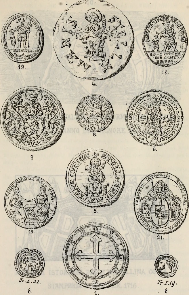 An illustration from Archives héraldiques suisses. Schweizer archiv für heraldik, 1887, leaf 102