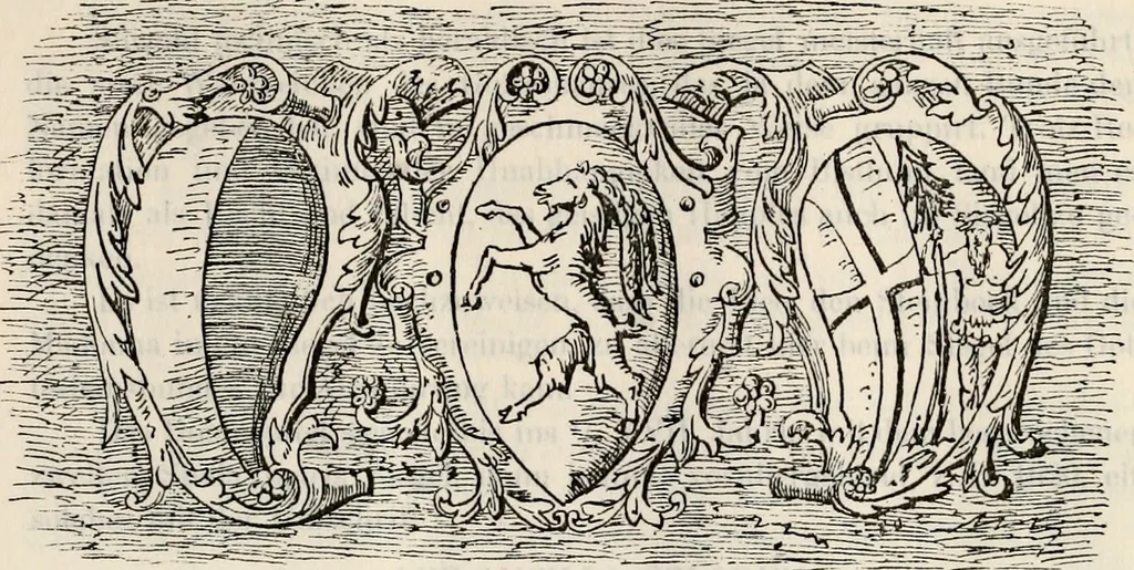 An illustration from Archives héraldiques suisses. Schweizer archiv für heraldik, 1887, leaf 104
