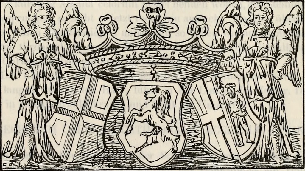 An illustration from Archives héraldiques suisses. Schweizer archiv für heraldik, 1887, leaf 104