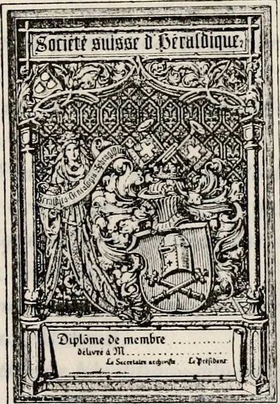 An illustration from Archives héraldiques suisses. Schweizer archiv für heraldik, 1887, leaf 138