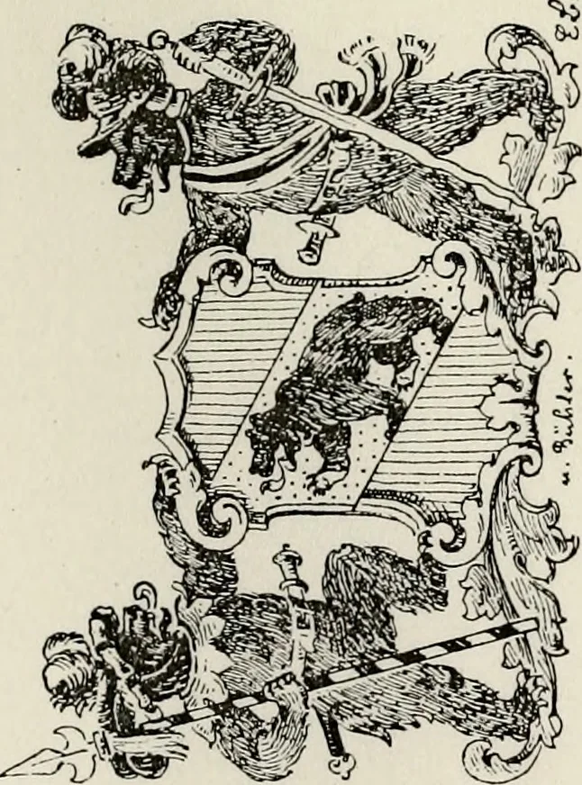 An illustration from Archives héraldiques suisses. Schweizer archiv für heraldik, 1887, leaf 210