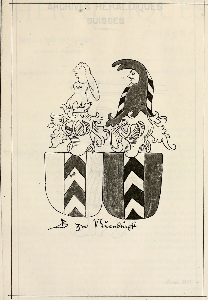 An illustration from Archives héraldiques suisses. Schweizer archiv für heraldik, 1887, leaf 24
