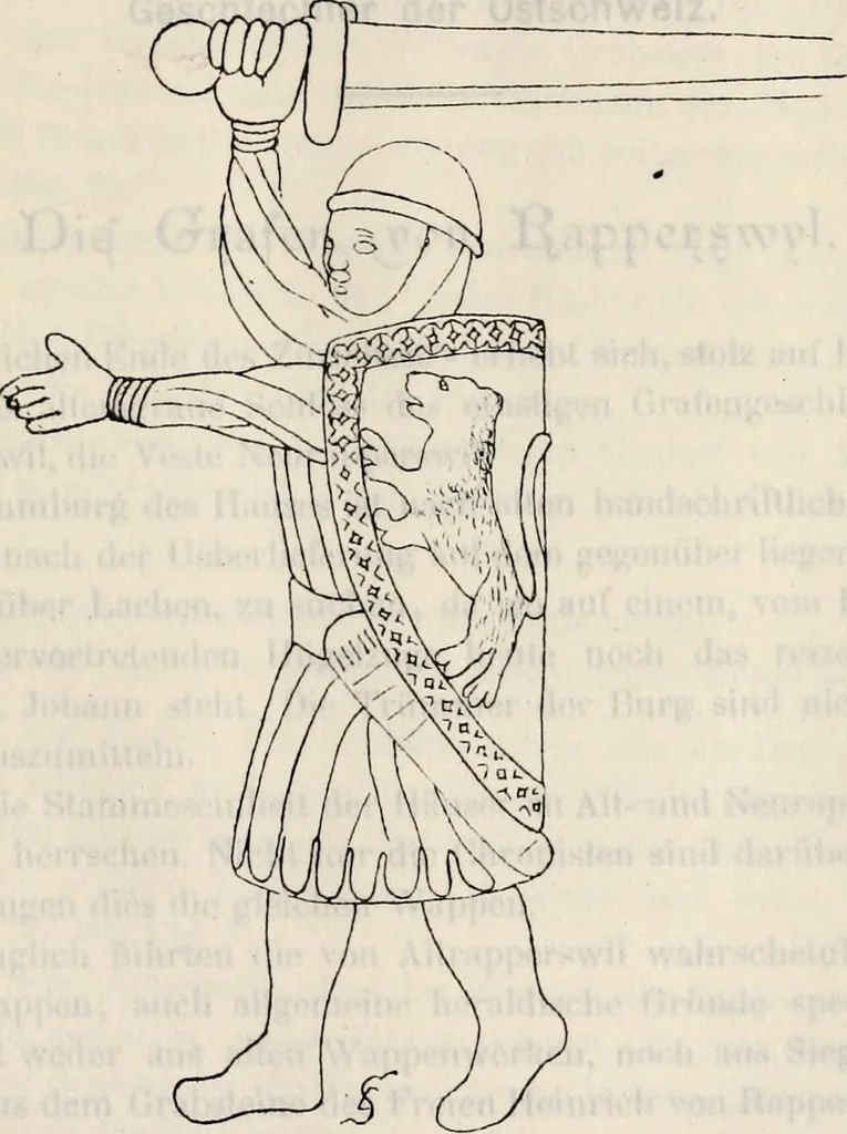 An illustration from Archives héraldiques suisses. Schweizer archiv für heraldik, 1887, leaf 26