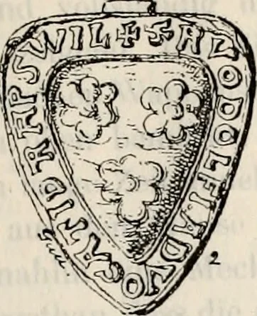 An illustration from Archives héraldiques suisses. Schweizer archiv für heraldik, 1887, leaf 38