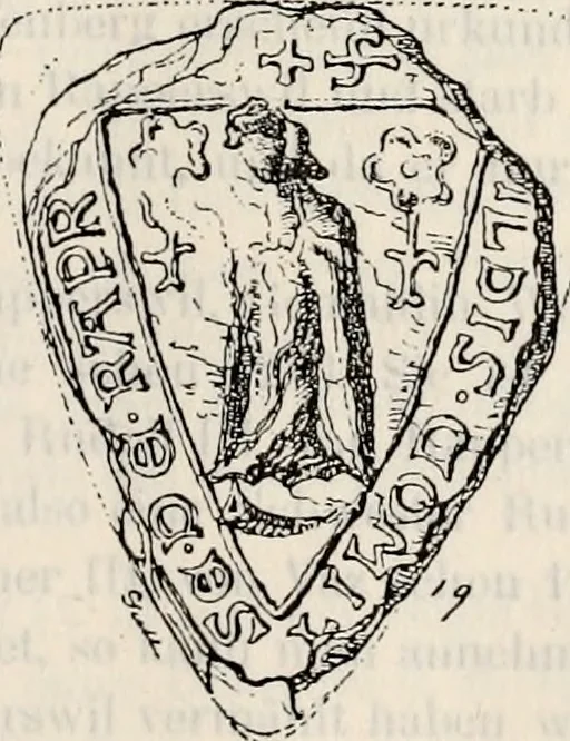 An illustration from Archives héraldiques suisses. Schweizer archiv für heraldik, 1887, leaf 40