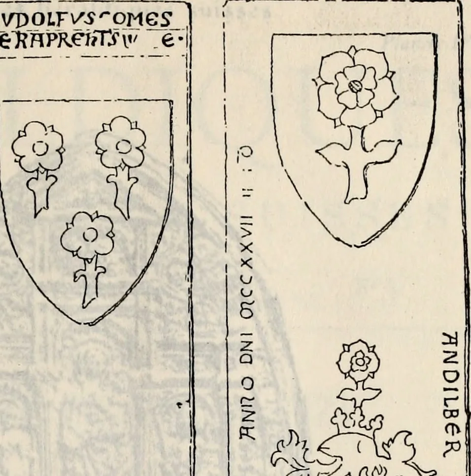An illustration from Archives héraldiques suisses. Schweizer archiv für heraldik, 1887, leaf 60