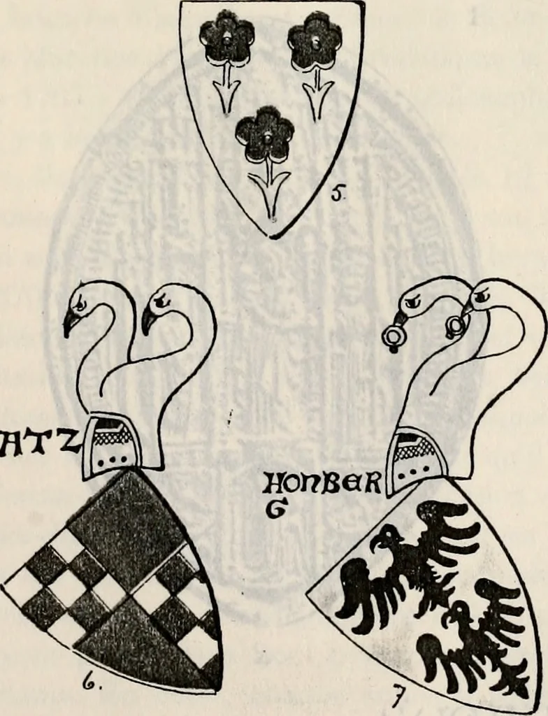 An illustration from Archives héraldiques suisses. Schweizer archiv für heraldik, 1887, leaf 60