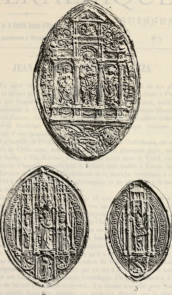An illustration from Archives héraldiques suisses. Schweizer archiv für heraldik, 1887, leaf 62