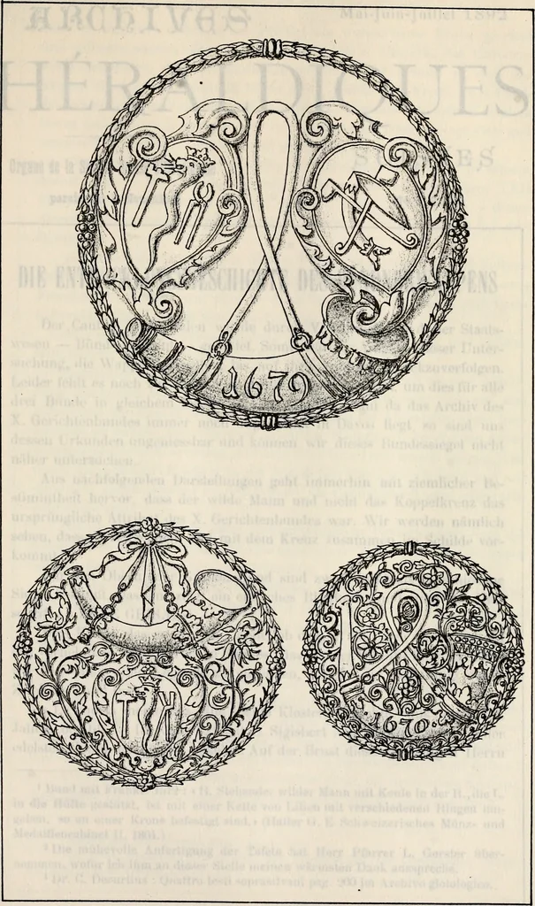An illustration from Archives héraldiques suisses. Schweizer archiv für heraldik, 1887, leaf 80