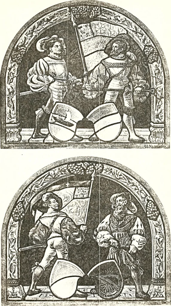 An illustration from Archives héraldiques suisses. Schweizer archiv für heraldik, 1887, leaf 296