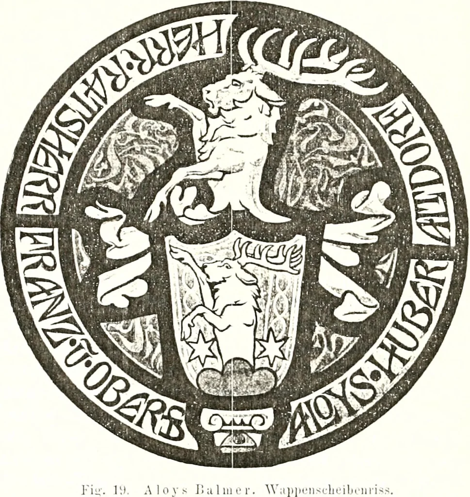 An illustration from Archives héraldiques suisses. Schweizer archiv für heraldik, 1887, leaf 366
