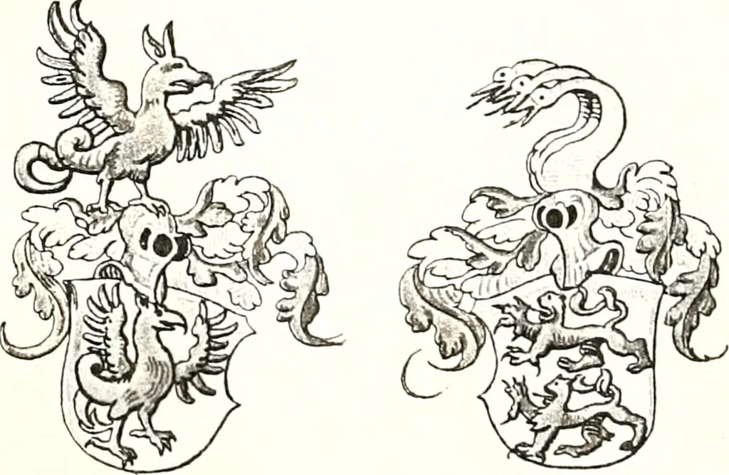 An illustration from Archives héraldiques suisses. Schweizer archiv für heraldik, 1887, leaf 448