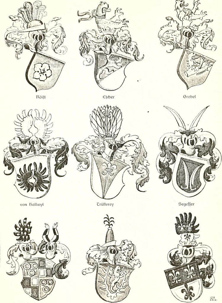 An illustration from Archives héraldiques suisses. Schweizer archiv für heraldik, 1887, leaf 450