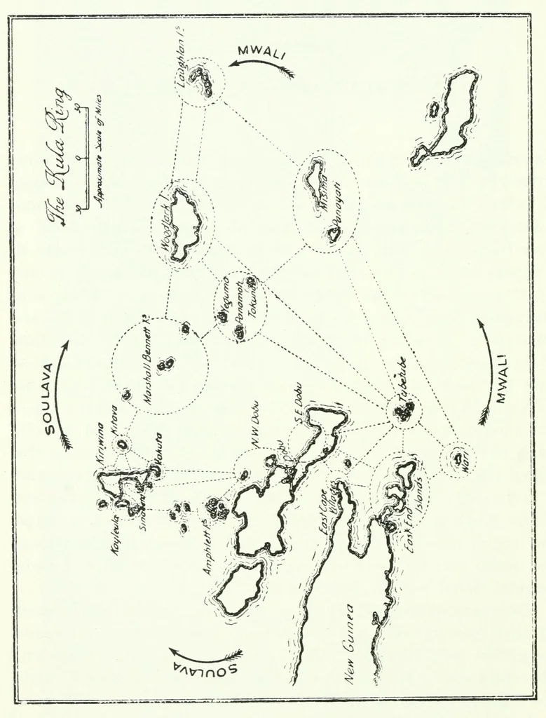 An illustration from Argonauts of the western Pacific; an account of native enterprise and adventure in the Archipelagoes of Melanesian New Guinea. With a pref. by Sir James George Frazer, 1922, leaf 134