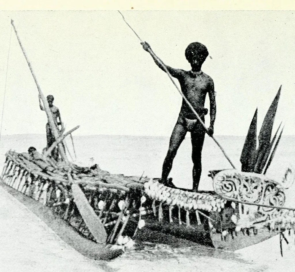 An illustration from Argonauts of the western Pacific; an account of native enterprise and adventure in the Archipelagoes of Melanesian New Guinea. With a pref. by Sir James George Frazer, 1922, leaf 150