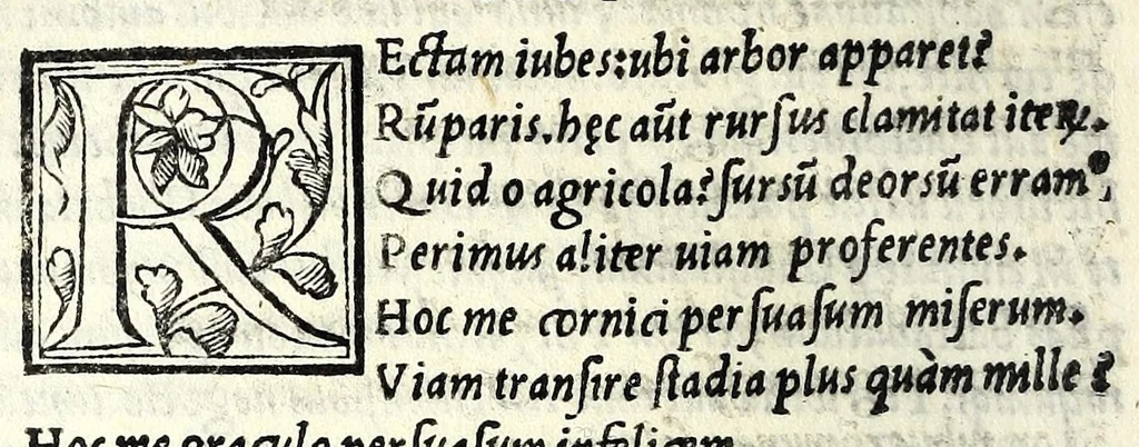 An illustration from Aristophanis comicorum prinicipis Comoediae vndecim, è graeco in latinum, ad verbu[m], translatae, 1542, leaf 290
