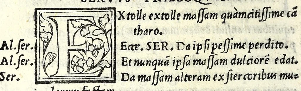 An illustration from Aristophanis comicorum prinicipis Comoediae vndecim, è graeco in latinum, ad verbu[m], translatae, 1542, leaf 350