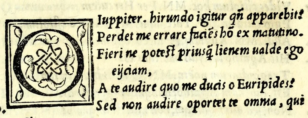 An illustration from Aristophanis comicorum prinicipis Comoediae vndecim, è graeco in latinum, ad verbu[m], translatae, 1542, leaf 433