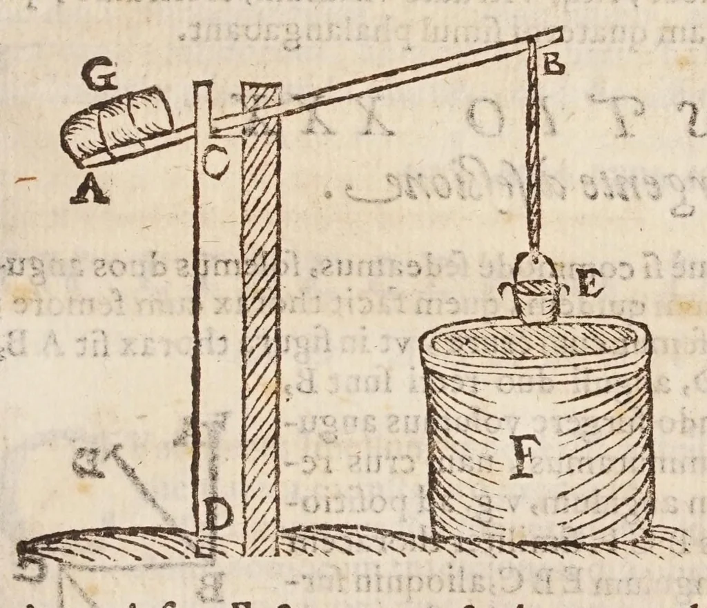 An illustration from Aristotelis loca mathematica ex vniuersis ipsius operibus collecta, & explicata : Aristotelicae videlicet expositionis complementum hactenus desideratum : accessere De natura mathematicarum scientarium tractatio : atq; Clarorum mathematicorum chronologia, 1615, leaf 197