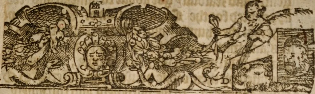 An illustration from Aristotelous technēs rētorikēs, biblia tria = Aristotelis de rhetorica seu arte dicendi libri tres, græcolat. : contextu græco, ad exemplaria selectiora emendato : latino, paraphrasi, vbi opus, intertexto : vtroque, etiam in particulas distincto : margini interiori, adscriptis locis authoris, exipso citatis, vel en parallēlo similibus : exteriori, adposita analytica methodo, cuius tabulæ synopticæ, in sua loca distributæ, 1619, leaf 2