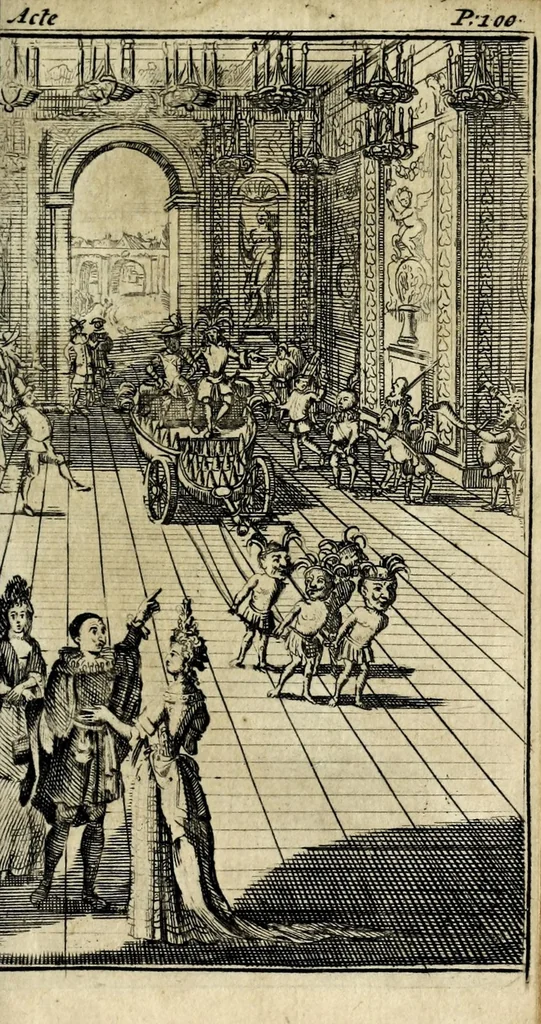 An illustration from Arlequin comedien aux Champs Elisées : nouvelle historique, allegorique & comique, 1694, leaf 111