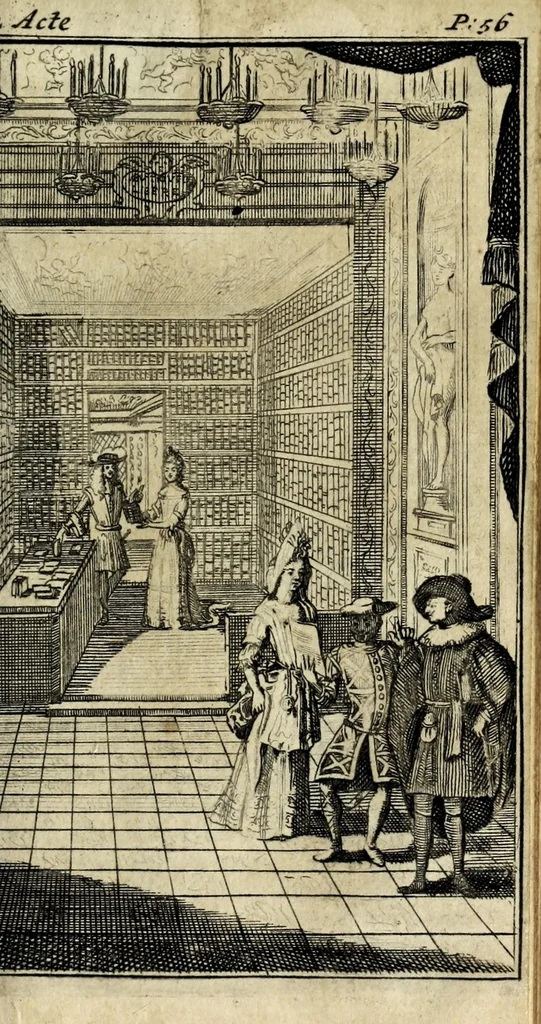 An illustration from Arlequin comedien aux Champs Elisées : nouvelle historique, allegorique & comique, 1694, leaf 65