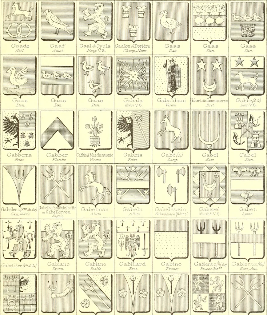 An illustration from Armoiries des familles contenues dans l'Armorial général de J.B. Rieststap [sic], 1903, leaf 10
