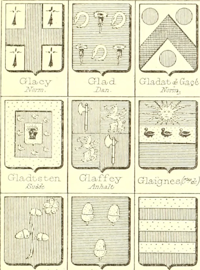An illustration from Armoiries des familles contenues dans l'Armorial général de J.B. Rieststap [sic], 1903, leaf 118