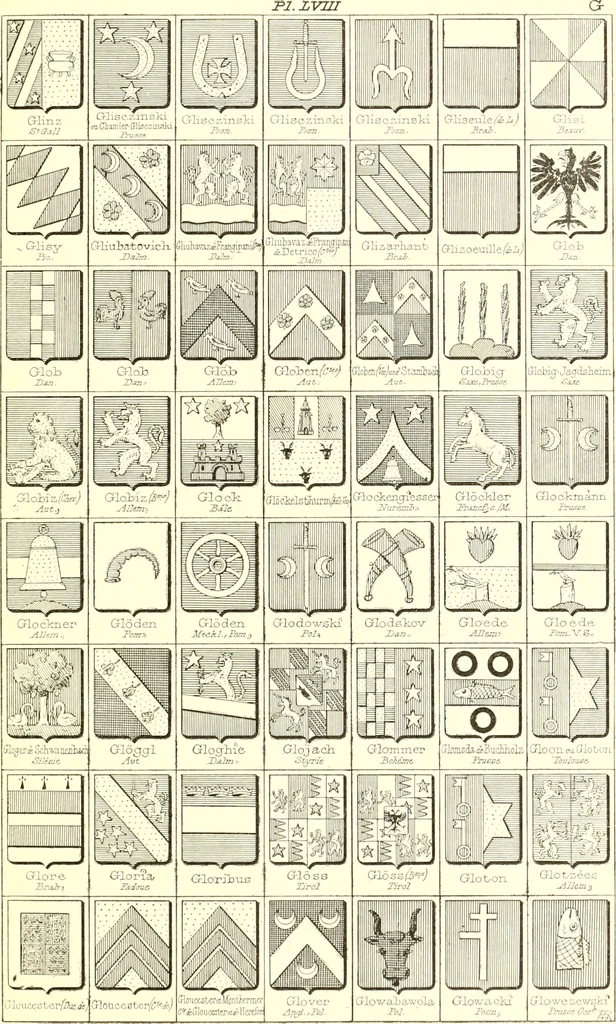 An illustration from Armoiries des familles contenues dans l'Armorial général de J.B. Rieststap [sic], 1903, leaf 124