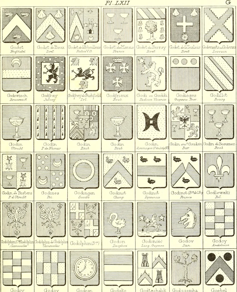 An illustration from Armoiries des familles contenues dans l'Armorial général de J.B. Rieststap [sic], 1903, leaf 132