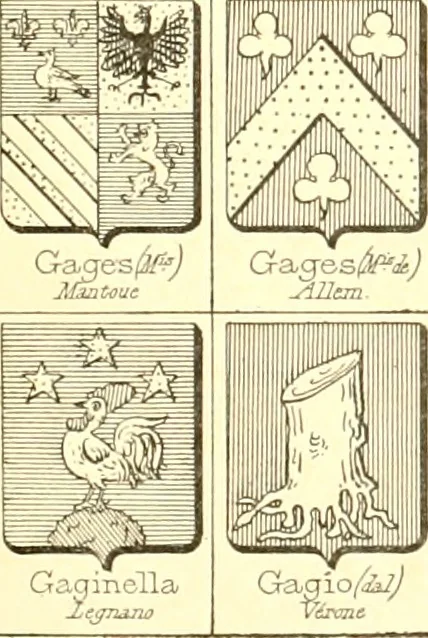 An illustration from Armoiries des familles contenues dans l'Armorial général de J.B. Rieststap [sic], 1903, leaf 14