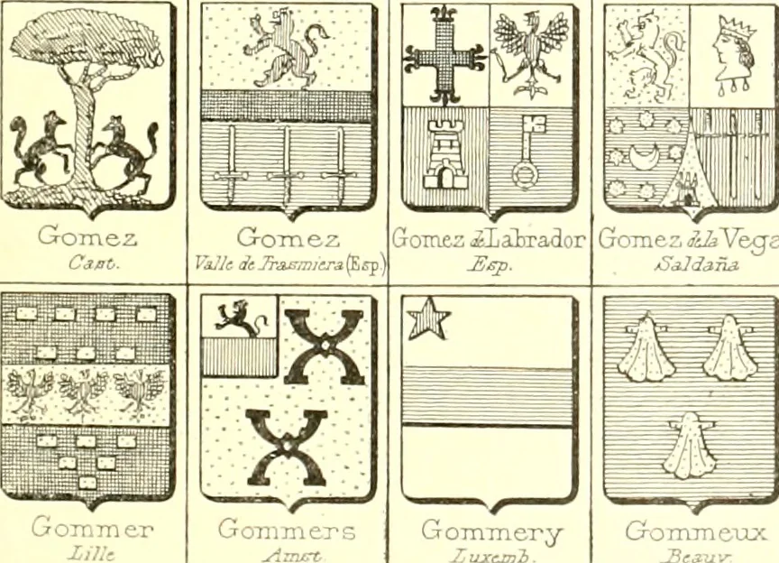 An illustration from Armoiries des familles contenues dans l'Armorial général de J.B. Rieststap [sic], 1903, leaf 140