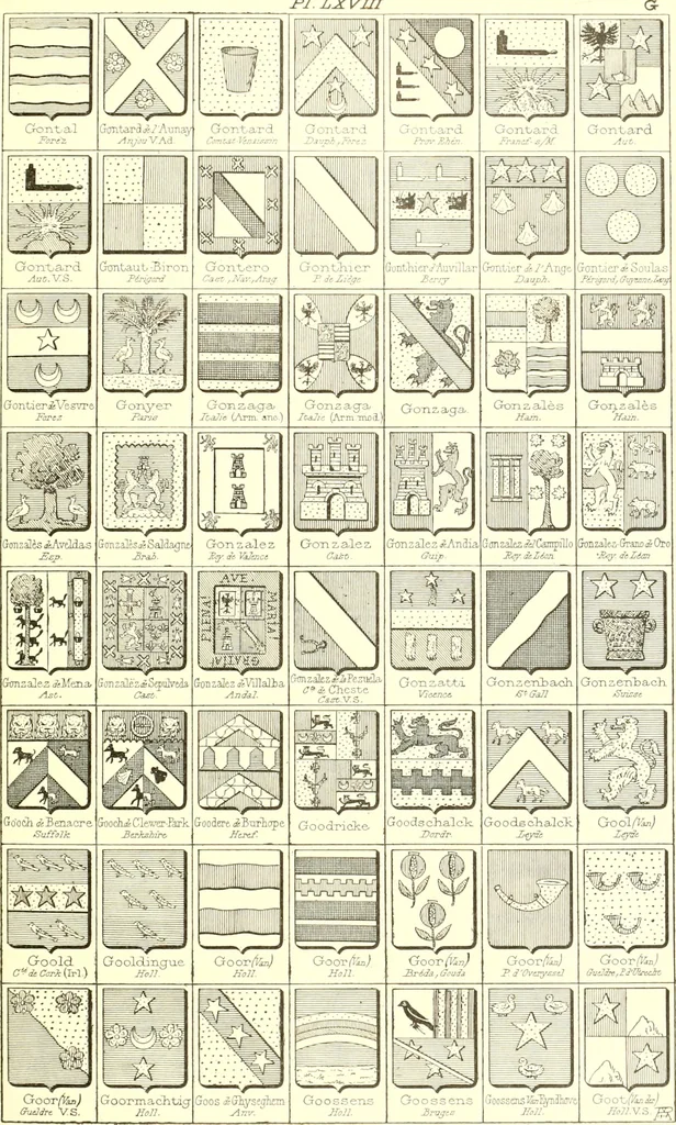 An illustration from Armoiries des familles contenues dans l'Armorial général de J.B. Rieststap [sic], 1903, leaf 144