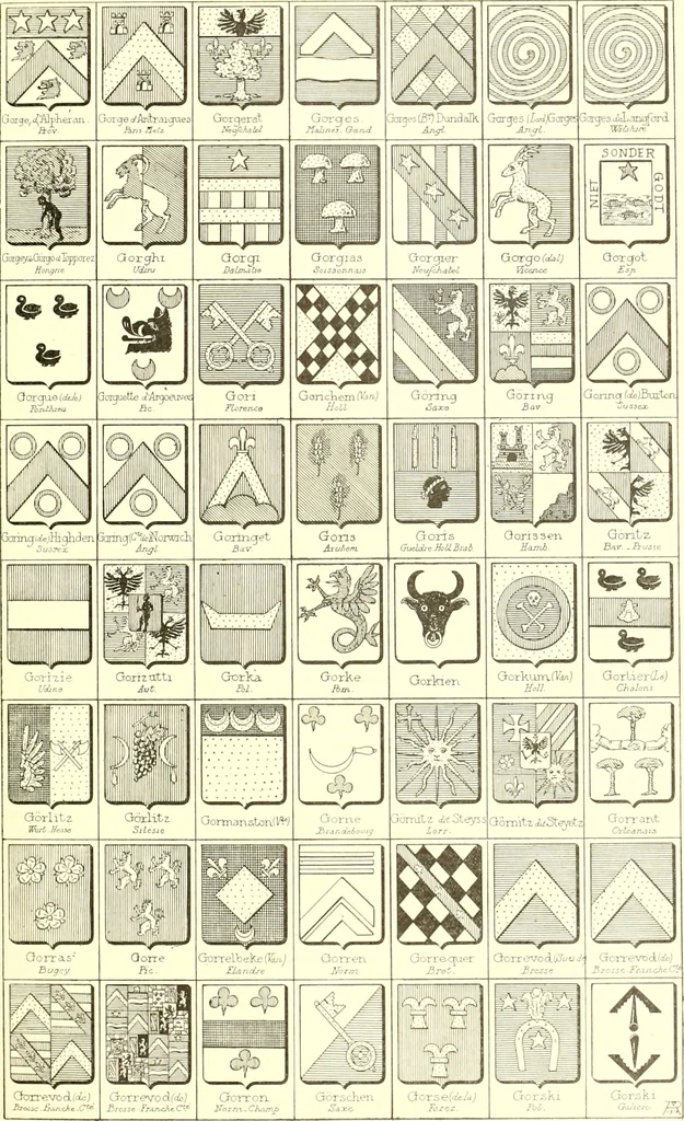 An illustration from Armoiries des familles contenues dans l'Armorial général de J.B. Rieststap [sic], 1903, leaf 148
