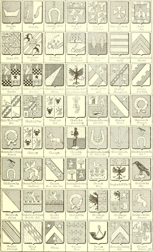 An illustration from Armoiries des familles contenues dans l'Armorial général de J.B. Rieststap [sic], 1903, leaf 150