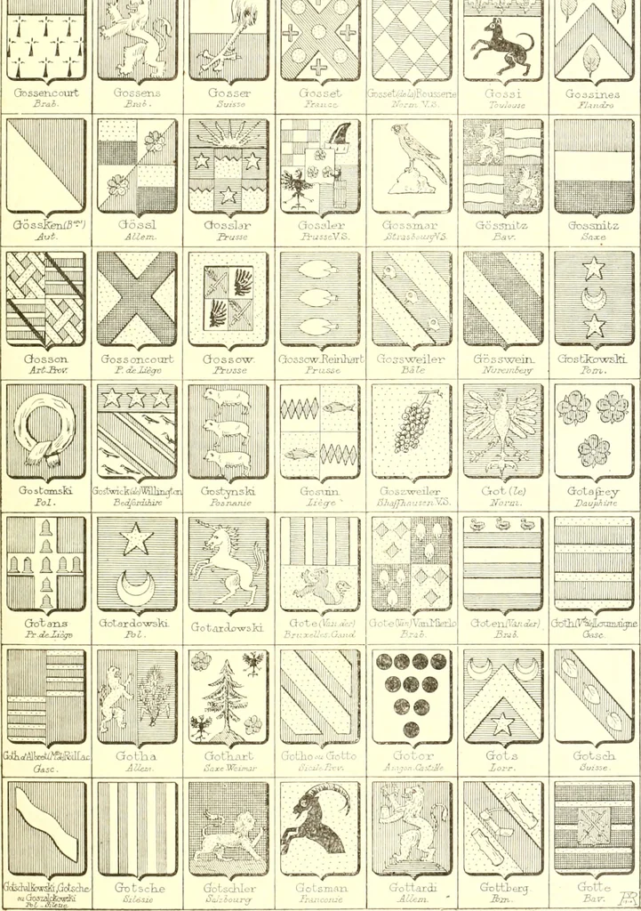 An illustration from Armoiries des familles contenues dans l'Armorial général de J.B. Rieststap [sic], 1903, leaf 152