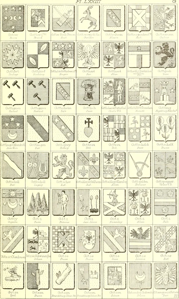 An illustration from Armoiries des familles contenues dans l'Armorial général de J.B. Rieststap [sic], 1903, leaf 154