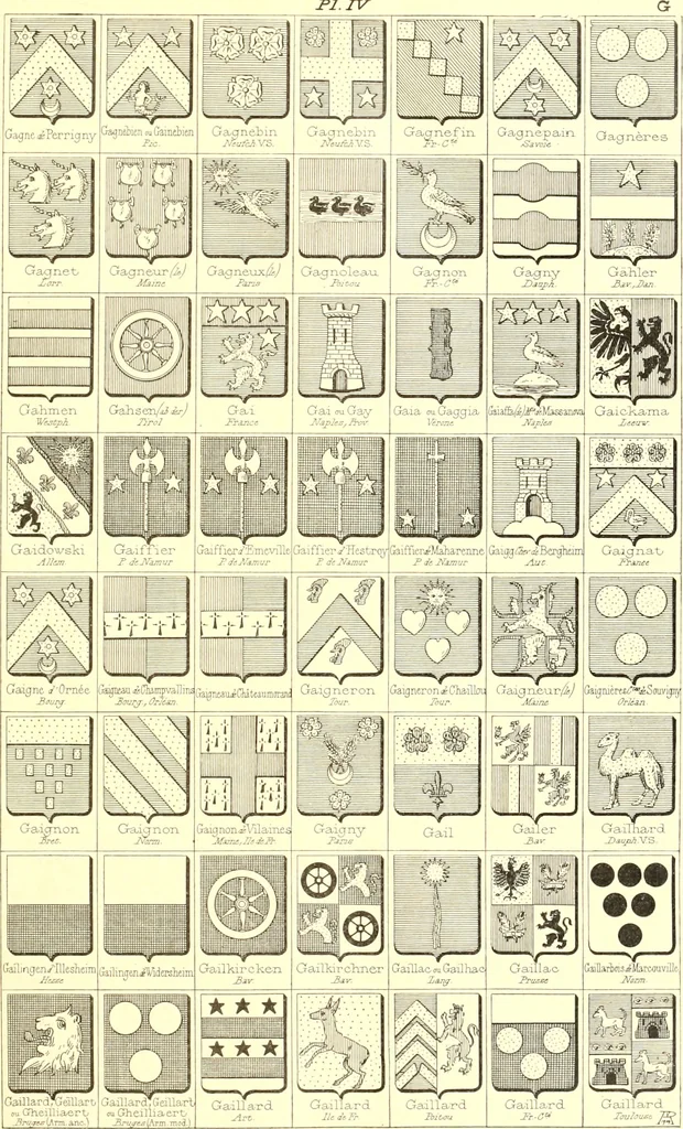 An illustration from Armoiries des familles contenues dans l'Armorial général de J.B. Rieststap [sic], 1903, leaf 16