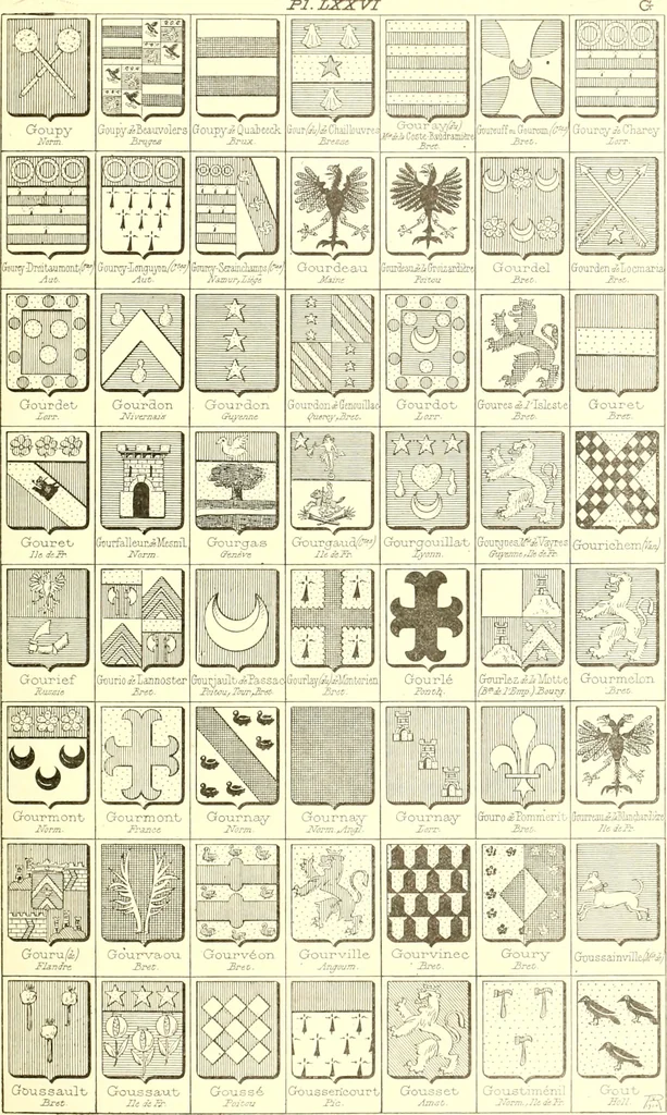 An illustration from Armoiries des familles contenues dans l'Armorial général de J.B. Rieststap [sic], 1903, leaf 160